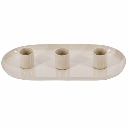 Kaarsenstandaard ovaal - Beige