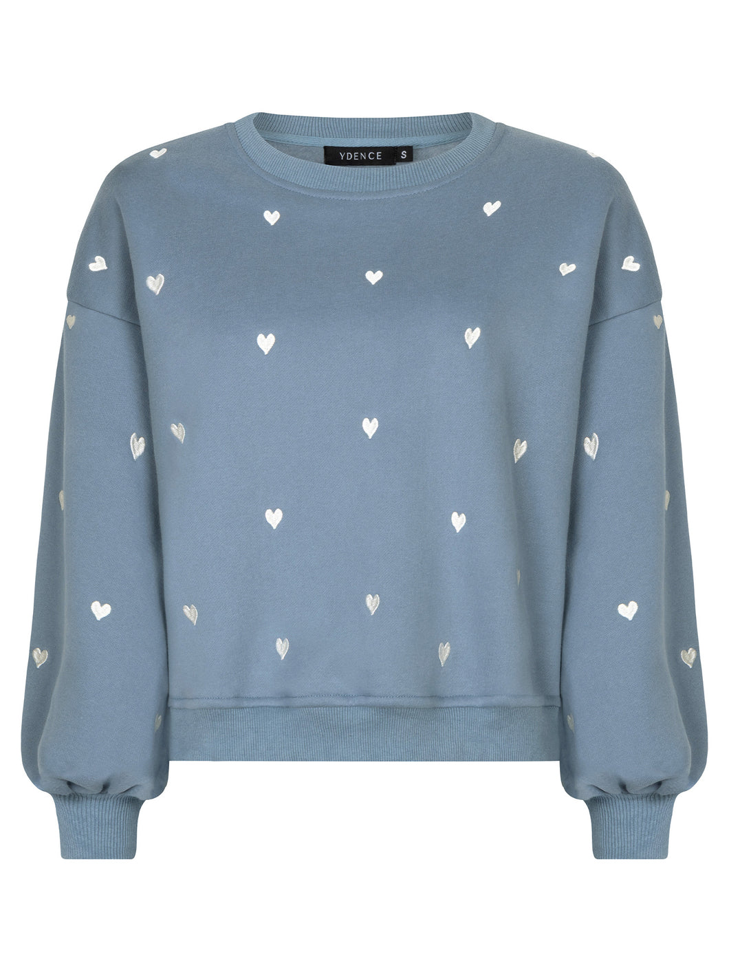 Ydence Sweater Hearts - Blue grey/ecru