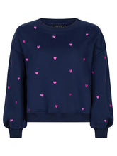 Afbeelding in Gallery-weergave laden, Ydence Sweater Hearts - Navy/fuchsia purple
