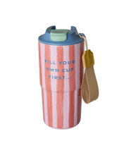 Afbeelding in Gallery-weergave laden, Roestvrijstalen Thermobeker - Roze - Organic Stripes Print
