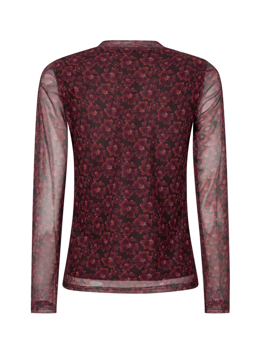 Ydence Top Willemijn - Burgundy flower