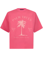Afbeelding in Gallery-weergave laden, T-shirt Palm trees - Coral pink
