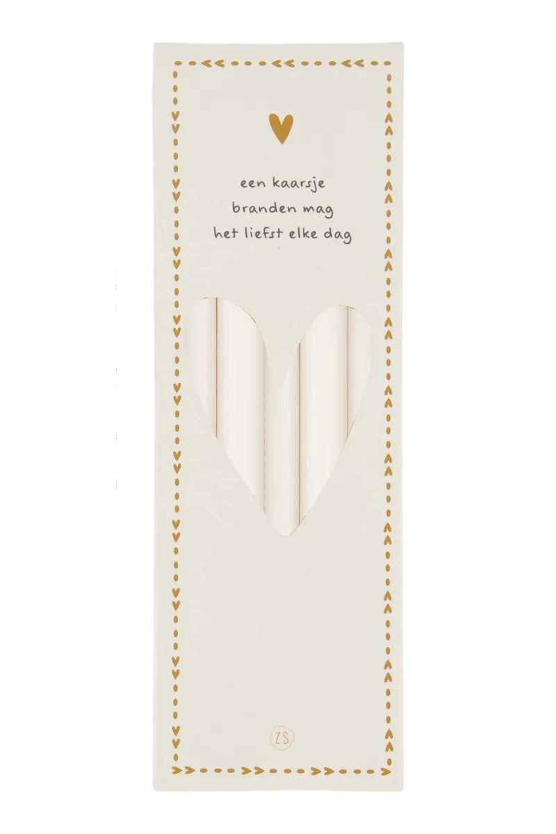Zusss doosje met 10 smalle kaarsjes - Off white