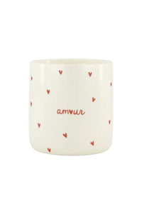 Zusss Geurkaars keramiek hartjes Amour- Wit/Rood
