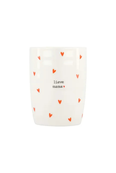 Zusss koffiemok hartjes Lieve Mama - Wit/Rood