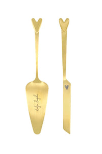 Zusss taartschep en taartmes Set Hartje - Goud