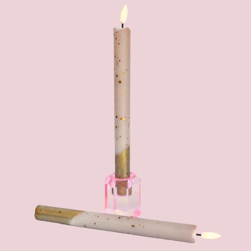 LED Pillar Kaars Gold Dots Sand