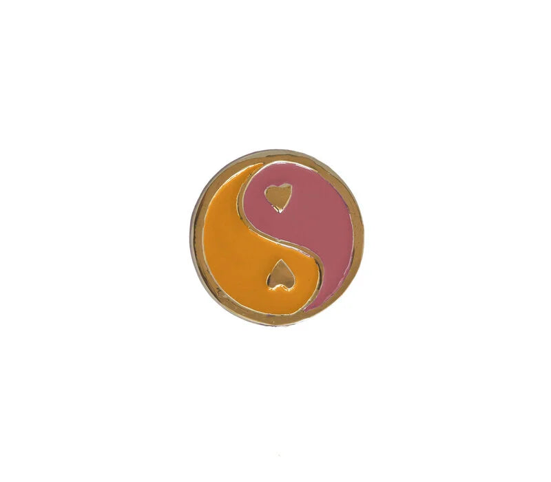 Deurknop messing YinYang - Roze/oranje