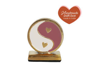 Kaarthouder Messing Yinyang Roze Wit