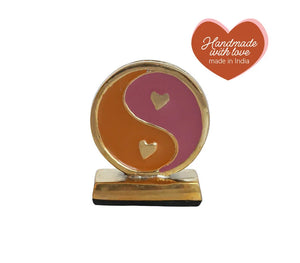 All The Luck In The World - Kaarthouder mini Yin Yang Oranje/Roze