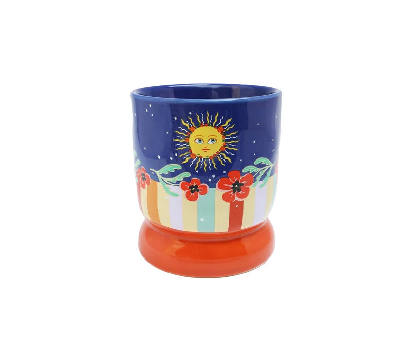 All The Luck In The World - Mok Donker Blauw met Zon en Bloemen