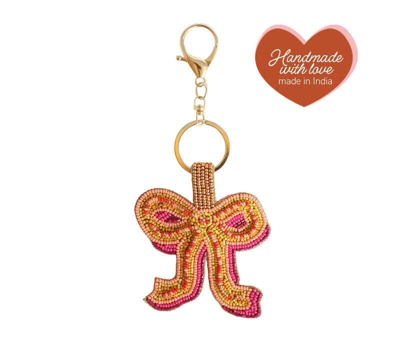 Parelhanger sleutelhanger met kwasten en strik, dames