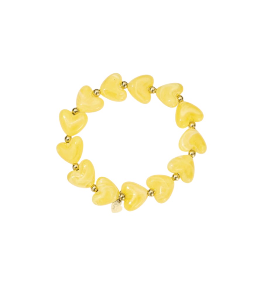 Hartjes kralen armband - Geel