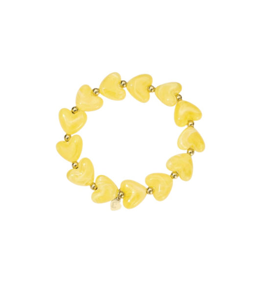 Hartjes kralen armband - Geel