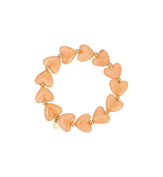 Hartjes kralen armband - Oranje
