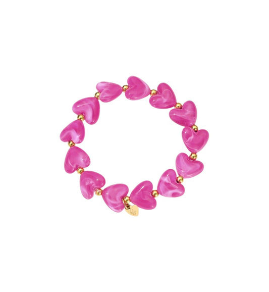 Hartjes kralen armband - Roze