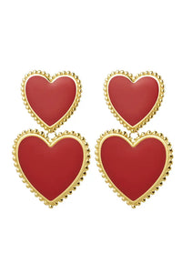 Oorbellen hartjes 2 - Rood