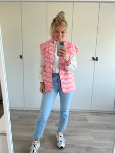 Gilet print - Lichtroze/koraal