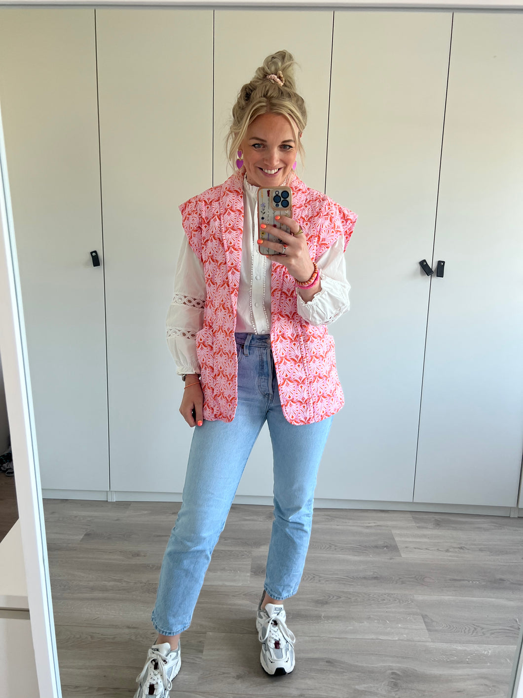 Gilet print - Lichtroze/koraal