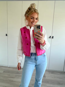 Gilet bloemetjes - Roze/rood