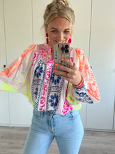 Afbeelding in Gallery-weergave laden, Blouse print - Wit/roze/oranje/geel/blauw
