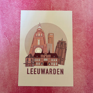 Kaart - Leeuwarden roze A5