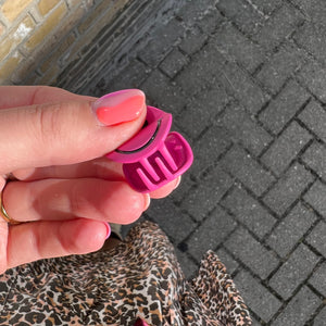 Haarclip smile - Fuchsia roze