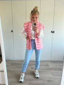Gilet print - Lichtroze/koraal