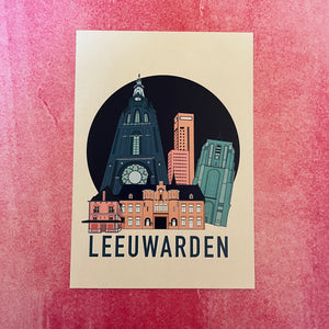 Kaart - Leeuwarden gekleurd A5