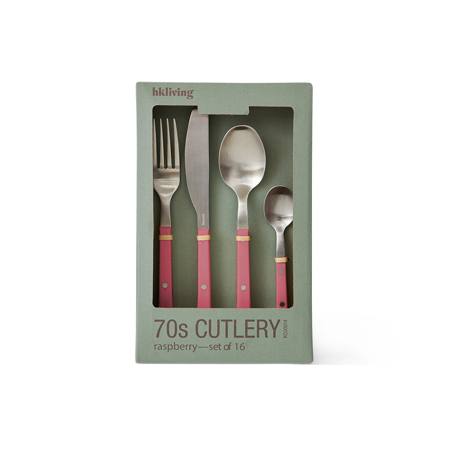 Hkliving 70s cutlery - Raspberry (set of 16)
