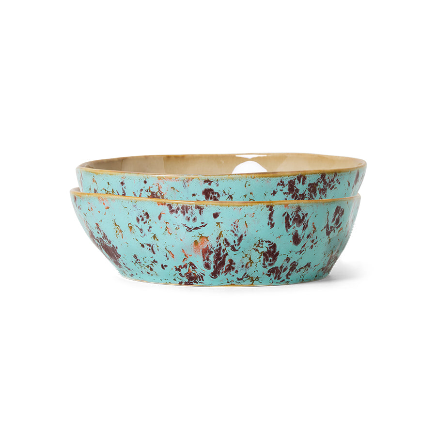 Hkliving 70s ceramics: Pasta bowls - Patina (set van 2)