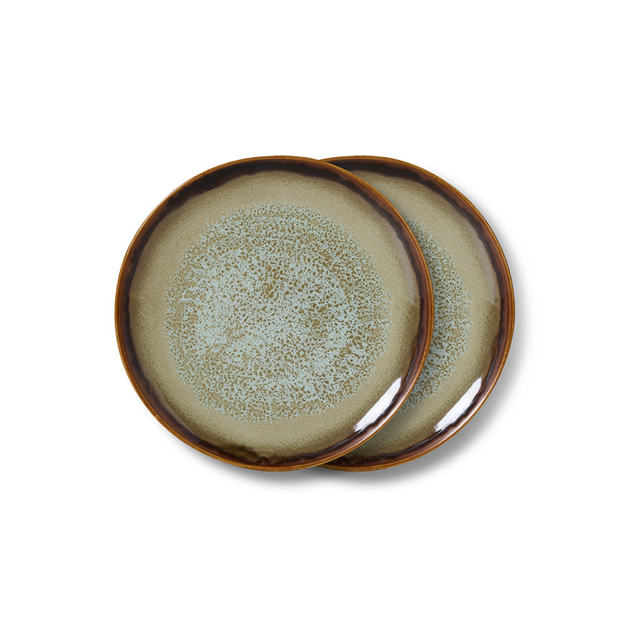 Hkliving 70s ceramics: dessert plates - contrast (set of 2)