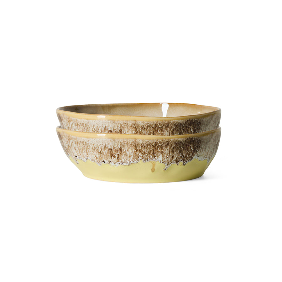 Hkliving 70s ceramics - Pasta bowls, Custard (set van 2)