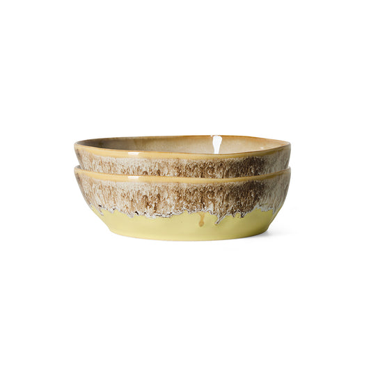 Hkliving 70s ceramics - Pasta bowls, Custard (set van 2)