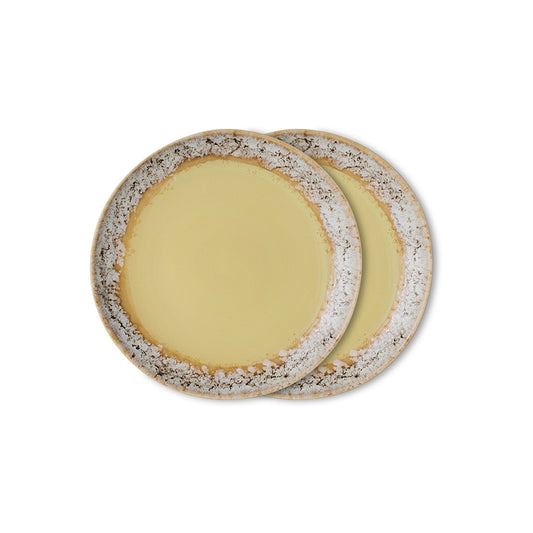 Hkliving 70s ceramics - Dessert plates, Custard (set van 2)
