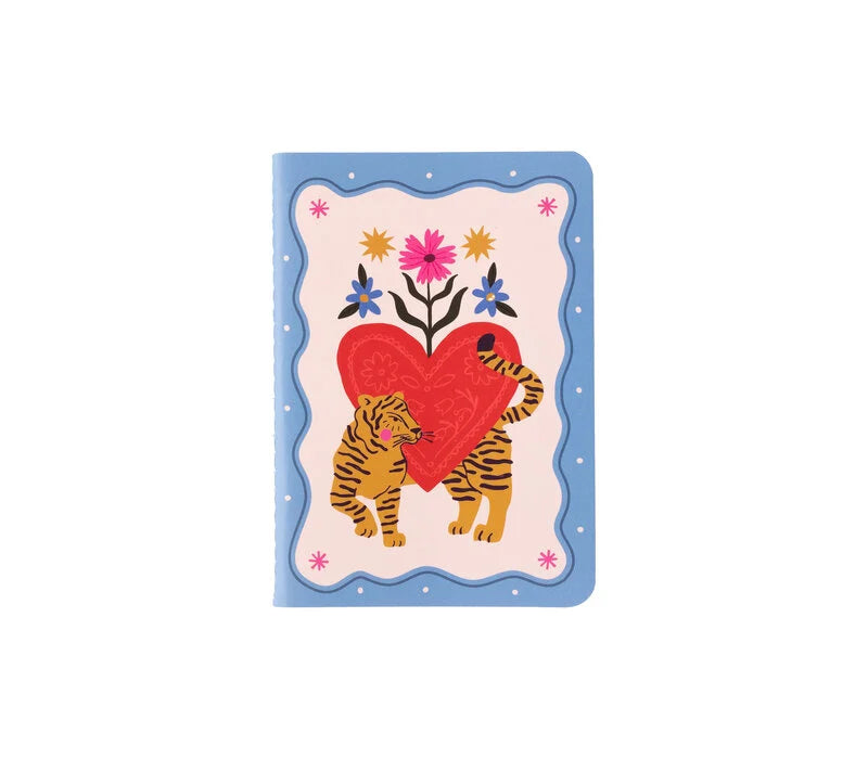 All the luck in the world - Mini Soft Cover Notebook Blanco Heart with Tiger
