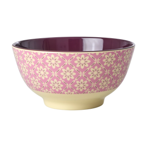 Melamine bowl medium - Rice Pink graphic flower print