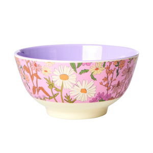 Melamine bowl medium - Rice Soft pink daisy dearest print