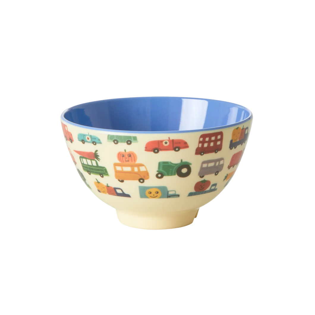 Melamine bowl small - Rice Happy cars print