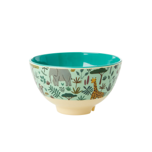 Melamine bowl small - Rice Green jungle print
