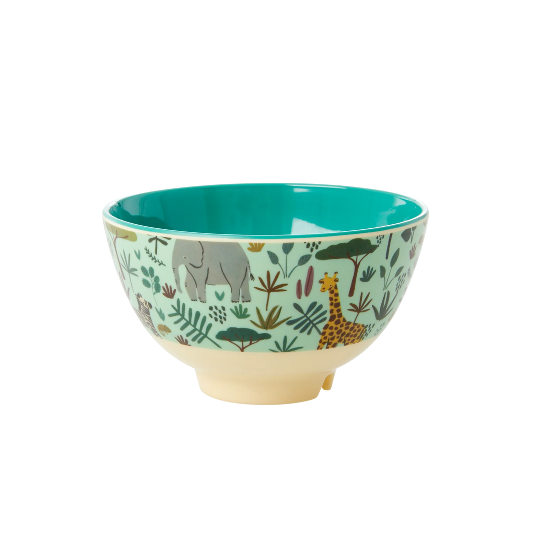 Melamine bowl small - Rice Green jungle print