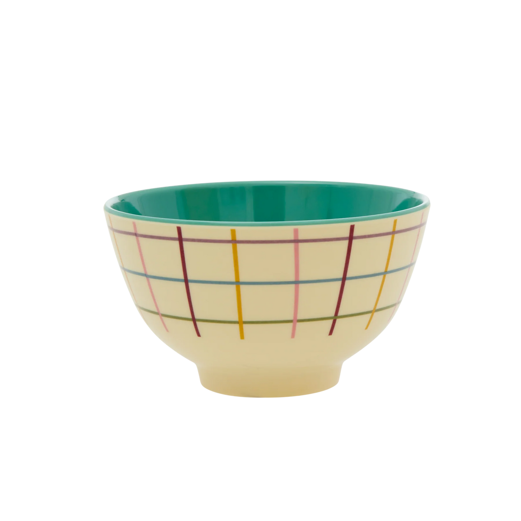 Melamine bowl small - Rice Cream check print