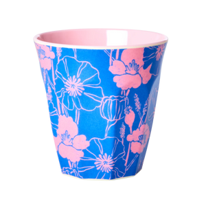 Melamine cup medium - Rice Blue poppies love print