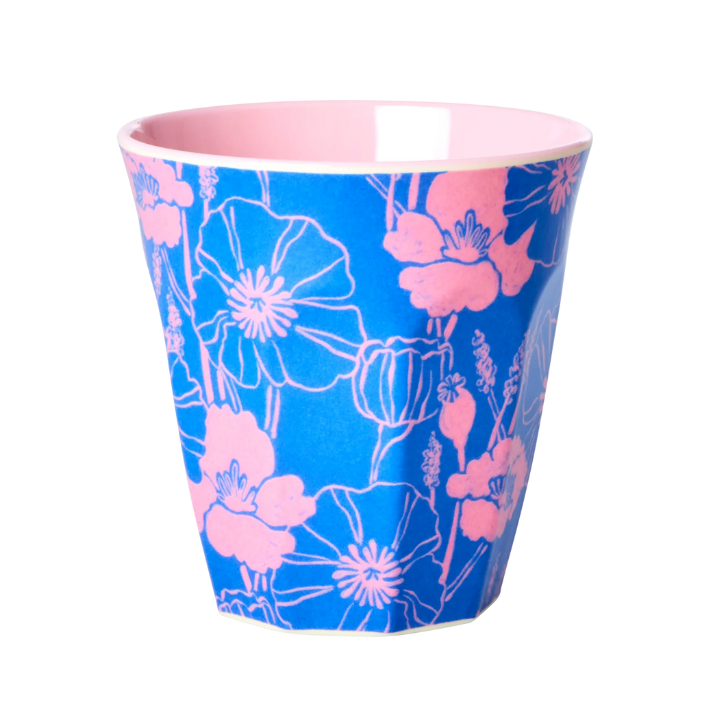 Melamine cup medium - Rice Blue poppies love print