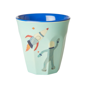 Melamine cup medium - Rice Blue space print
