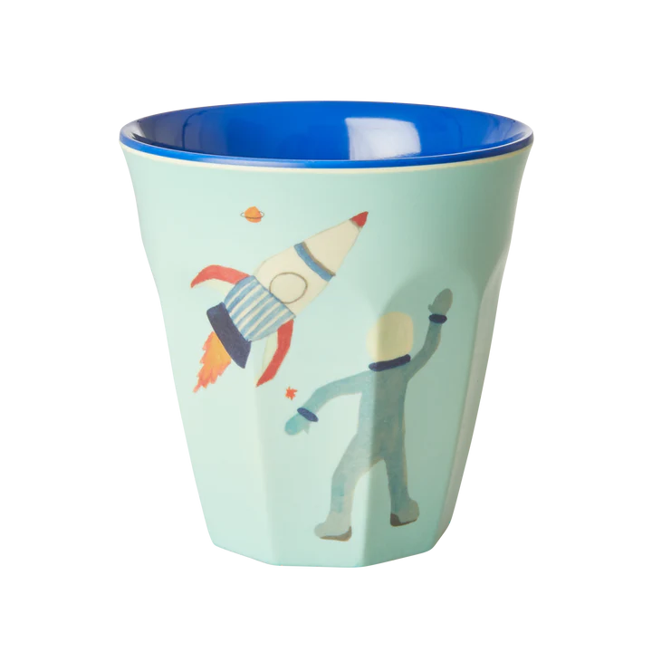 Melamine cup medium - Rice Blue space print