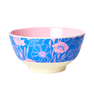 Melamine bowl medium - Rice Blue poppies love print