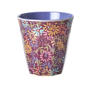 Melamine cup medium - Rice Multicolor wild flower print