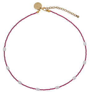 Ketting roze - parels