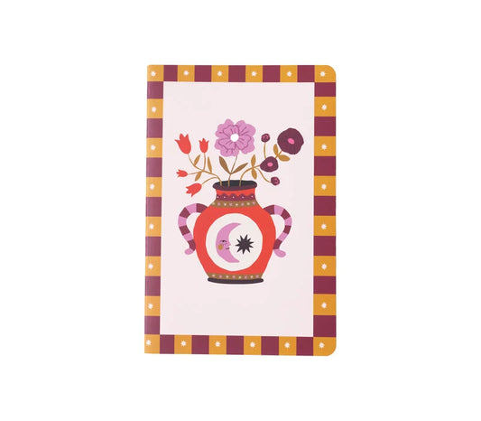 All the luck in the world - Soft Cover Notebook Dots Vase with Flowers